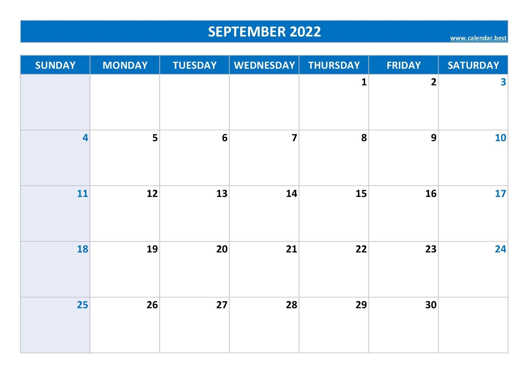 September 2022 Calendar Calendar best