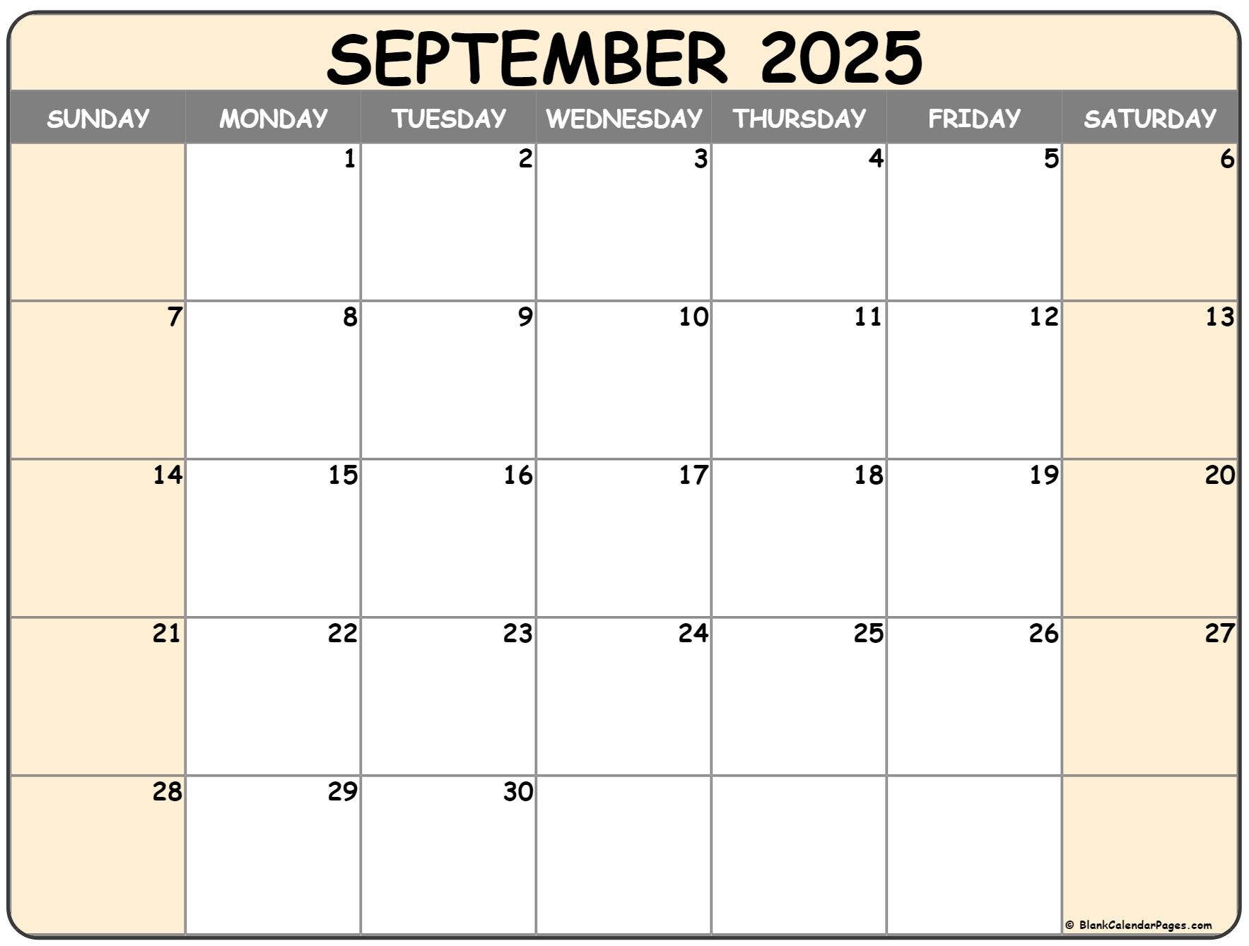 September 2025 Calendar Free Printable Calendars