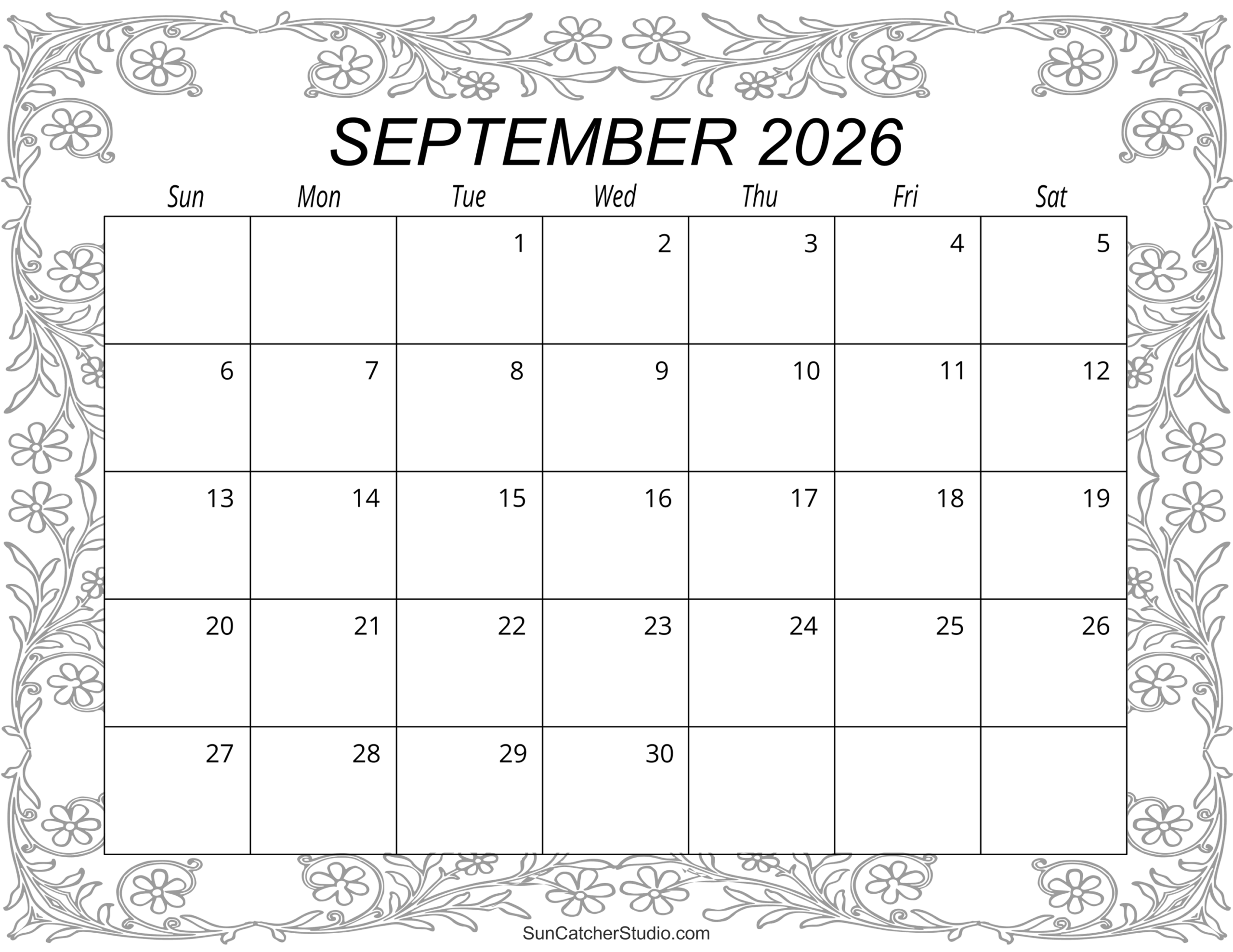 September 2026 Calendar Free Printable Free Printables Monograms Design Tools Patterns U0026 DIY Projects