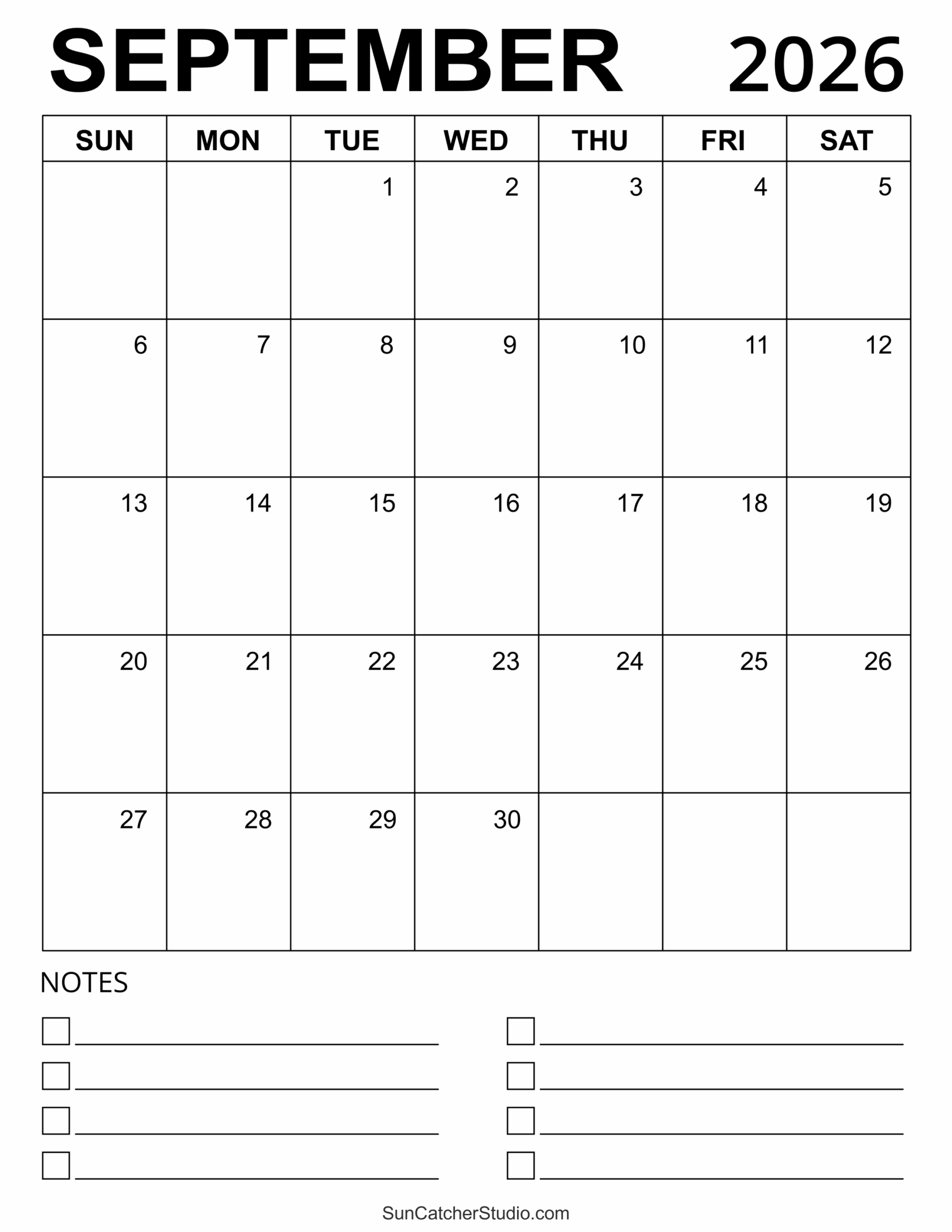 September 2026 Calendar Free Printable Free Printables Monograms Design Tools Patterns U0026 DIY Projects