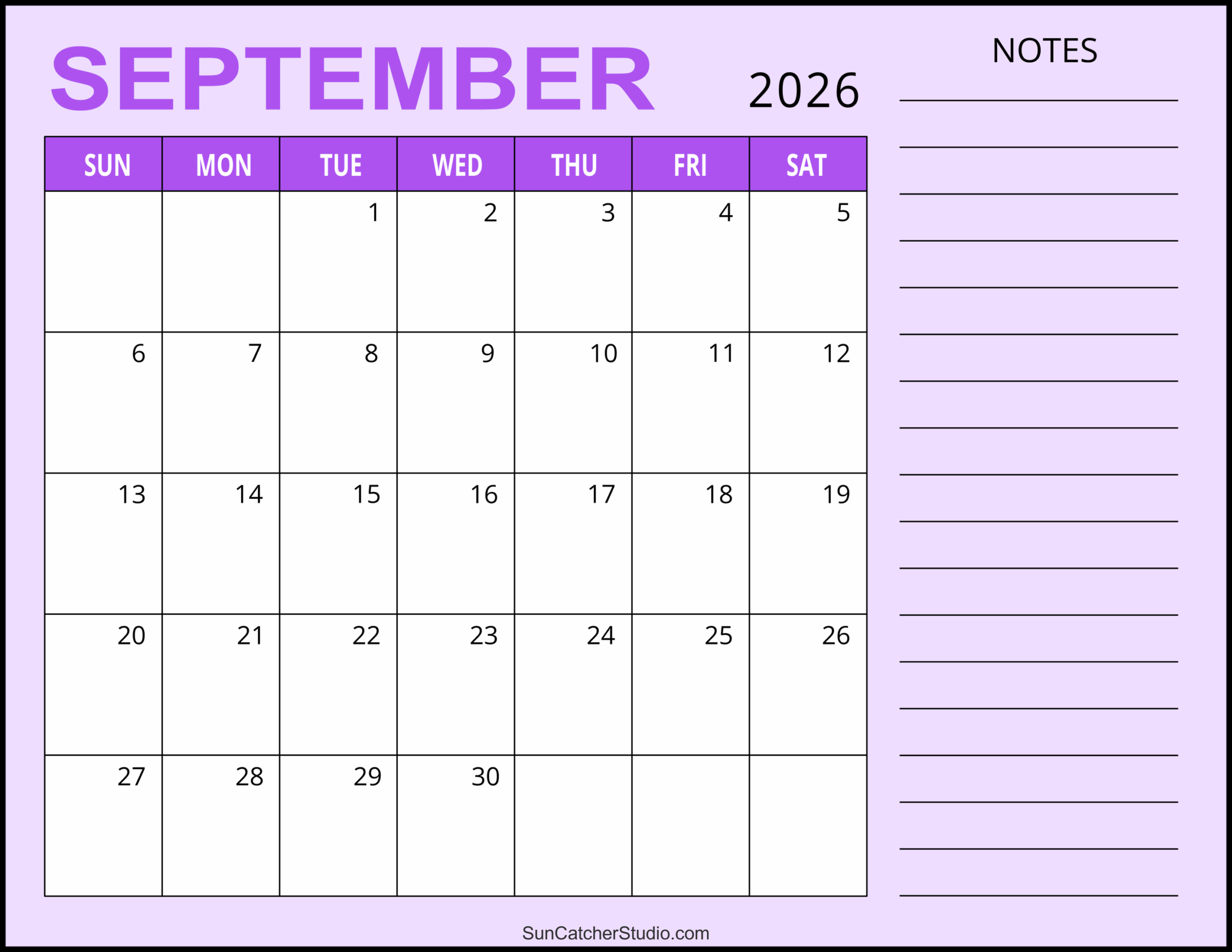 September 2026 Calendar Free Printable Free Printables Monograms Design Tools Patterns U0026 DIY Projects