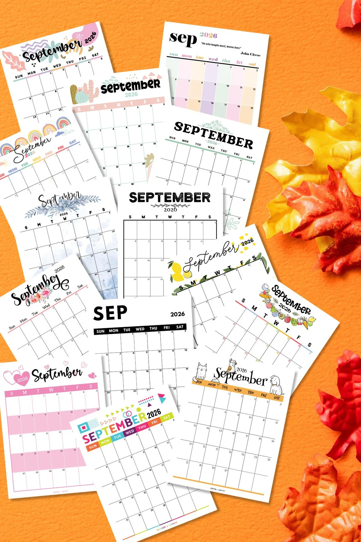 September 2026 Calendar Templates 14 Free Printables Savor Savvy