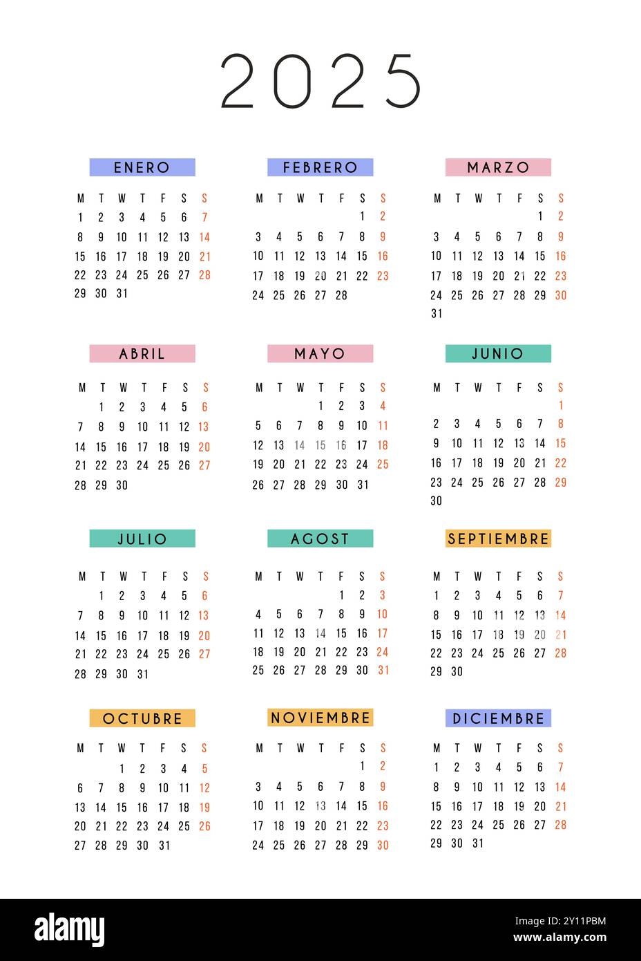 Spanish Calendar 2025 Cut Out Stock Images Pictures Alamy