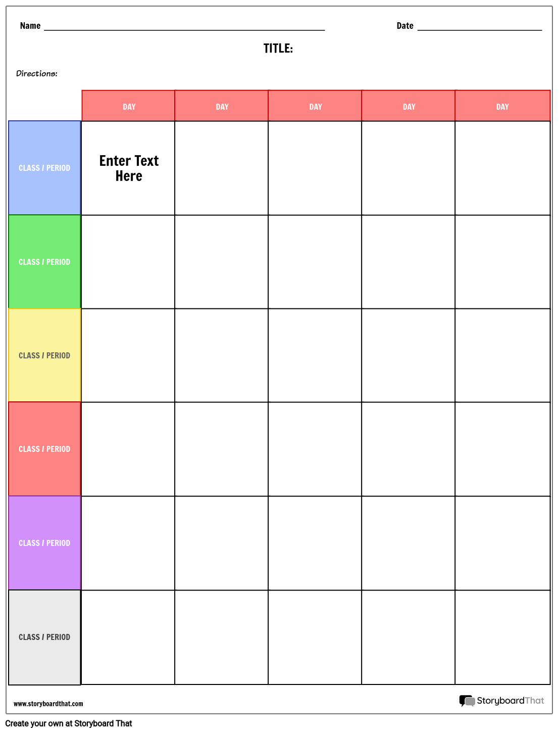 Storyboard That Free Weekly Planner Templates For 2025