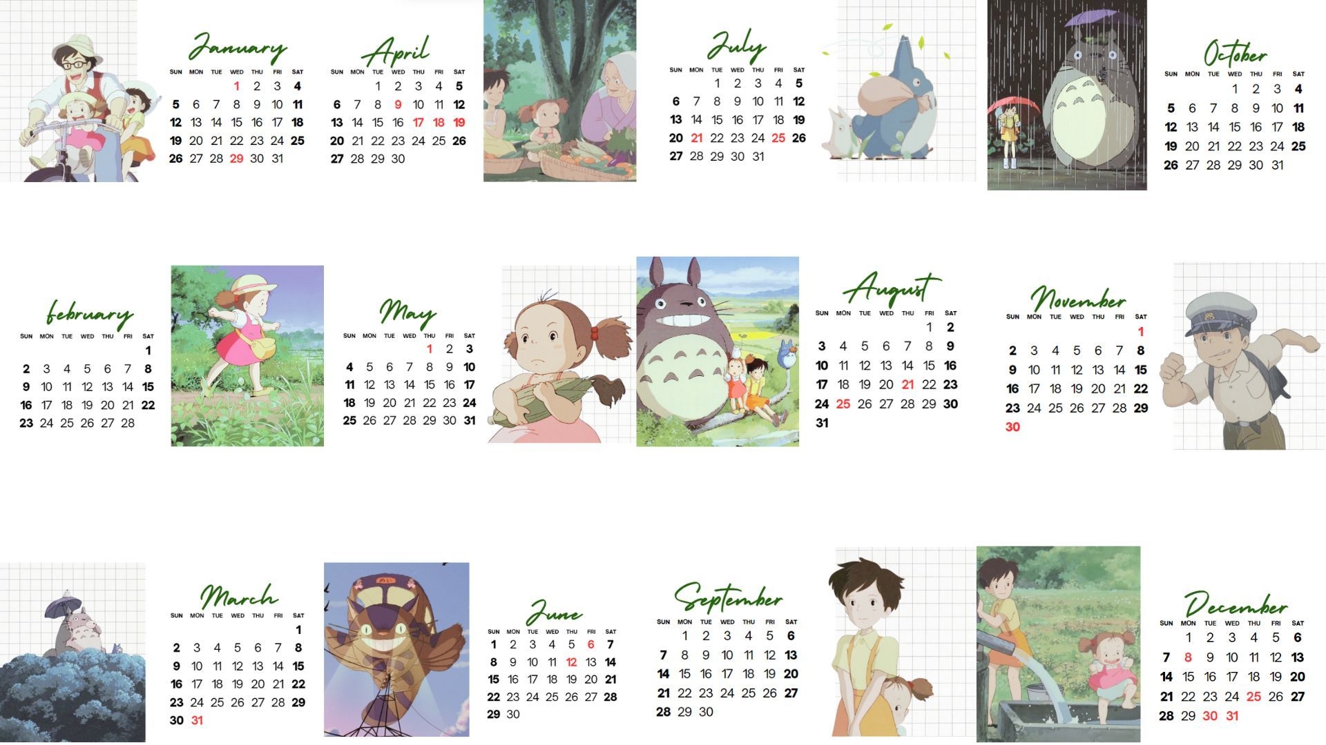Studio Ghibli My Neighbor Totoro Themed 2025 Calendar By J flori Raket PH