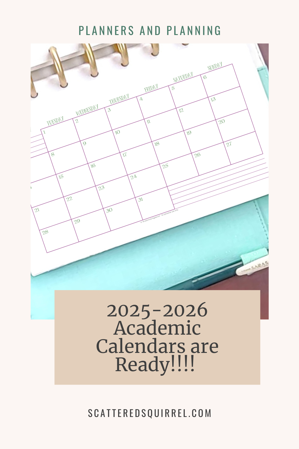 Academic Calendar Printable 2025-2026