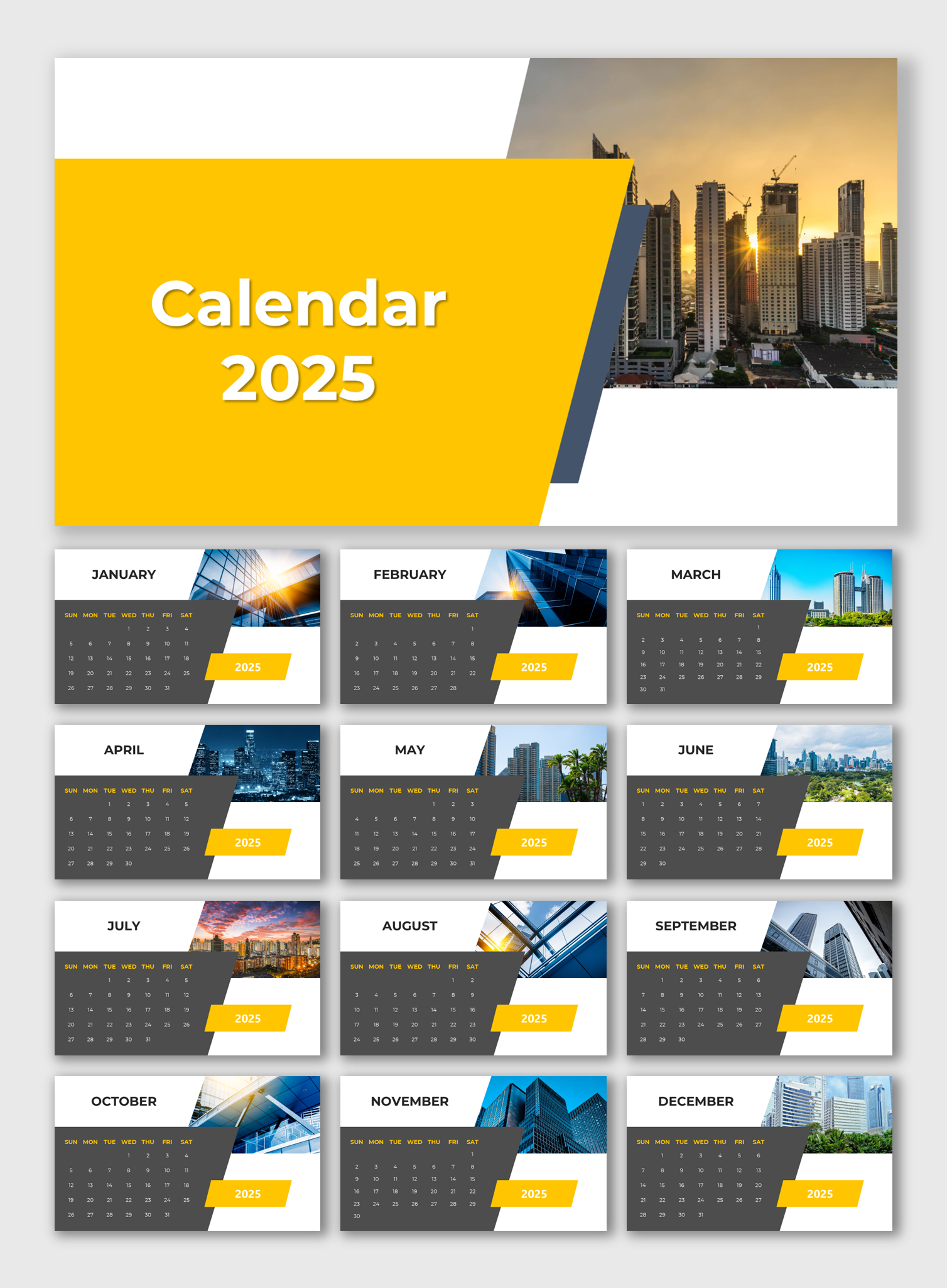Try Printable Monthly Calendar 2025 PPT And Canva Templates
