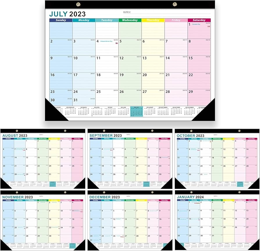 Wall Calendar 2023 2024 18 Monthly Wall Calendar With Thick Papaer Jul 2023 Dec 2024 Hanging Hook Large Mixed Colour Ruled Blocks 31 X 42 Cm Colour Amazon de Stationery Office Supplies