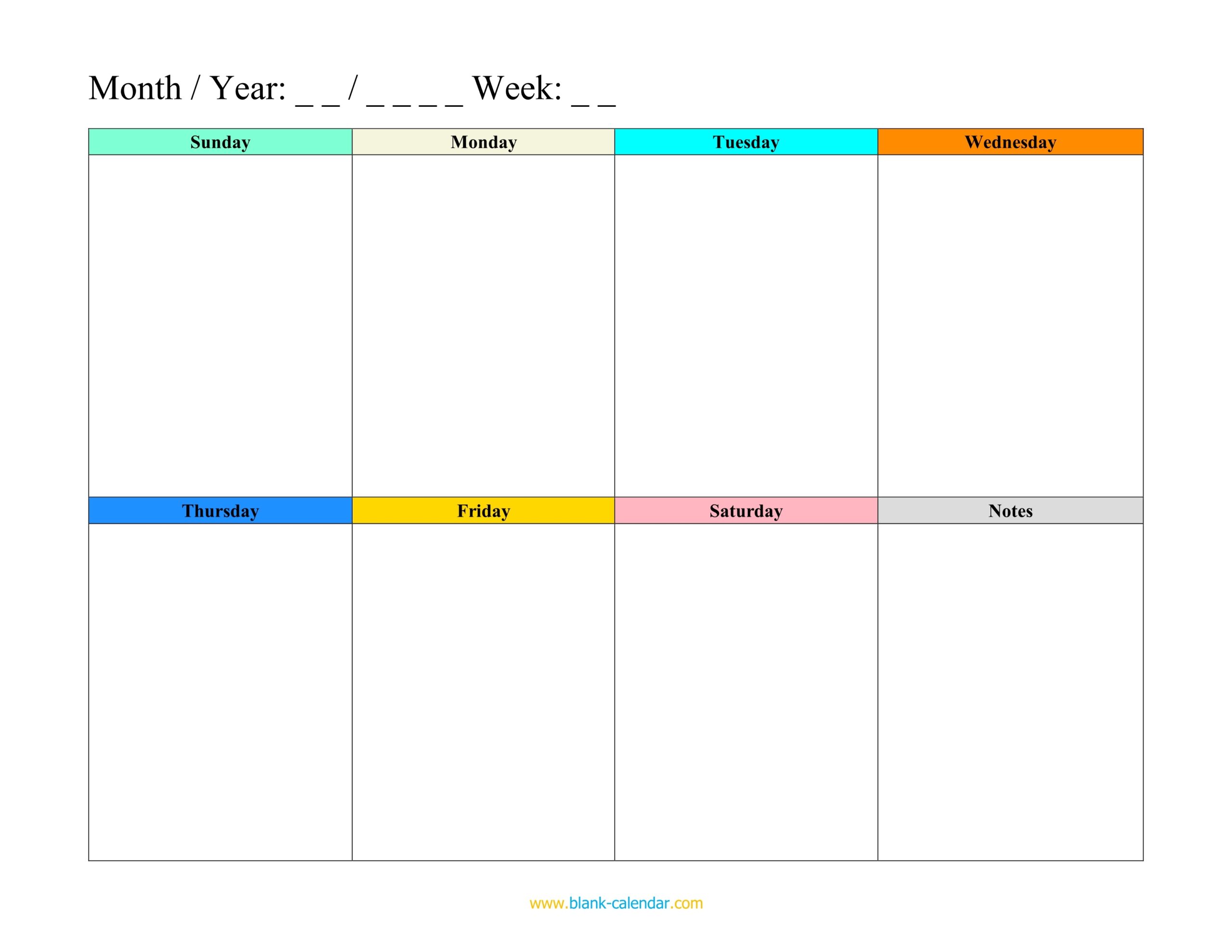 Blank Weekly Calendar Printable Pdf