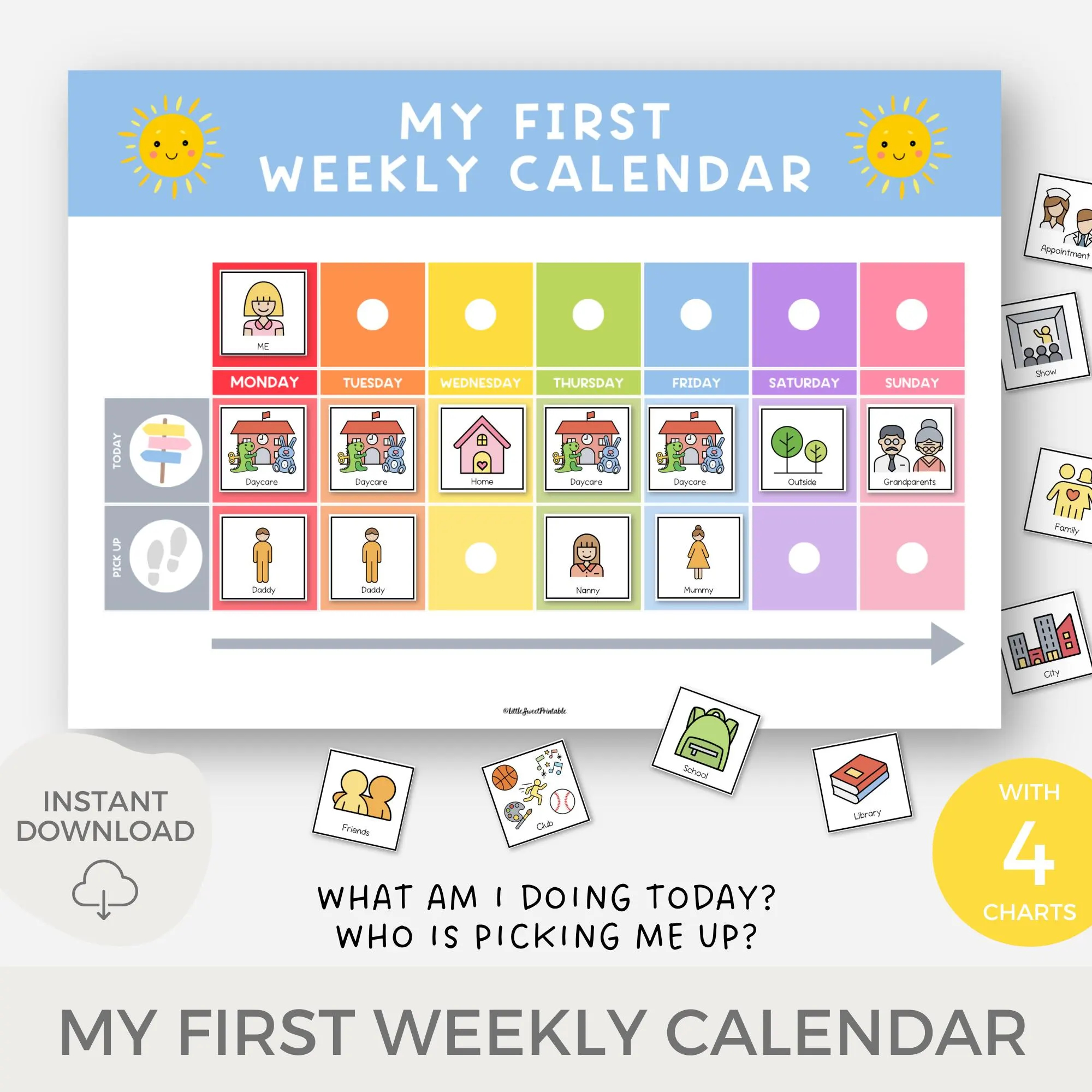 Weekly Visual Calendar Toddler Visual Schedule Daily Schedule Weekly Kid Calendar Kid Planner Printable Routine Daycare Chart Etsy