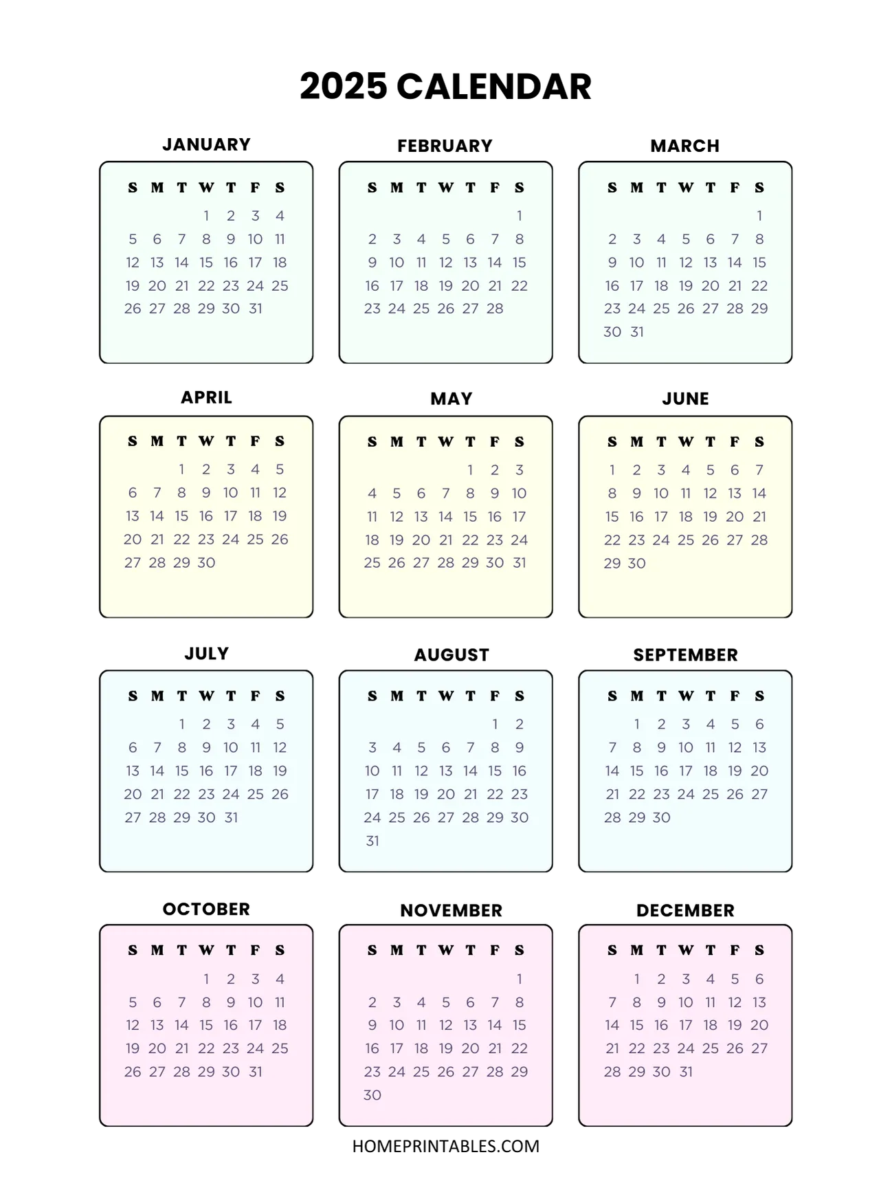 Yearly Calendar 2025 On One Page 40 Best Free Templates 