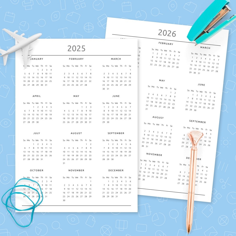 Yearly Calendar Formal Design Template Printable PDF