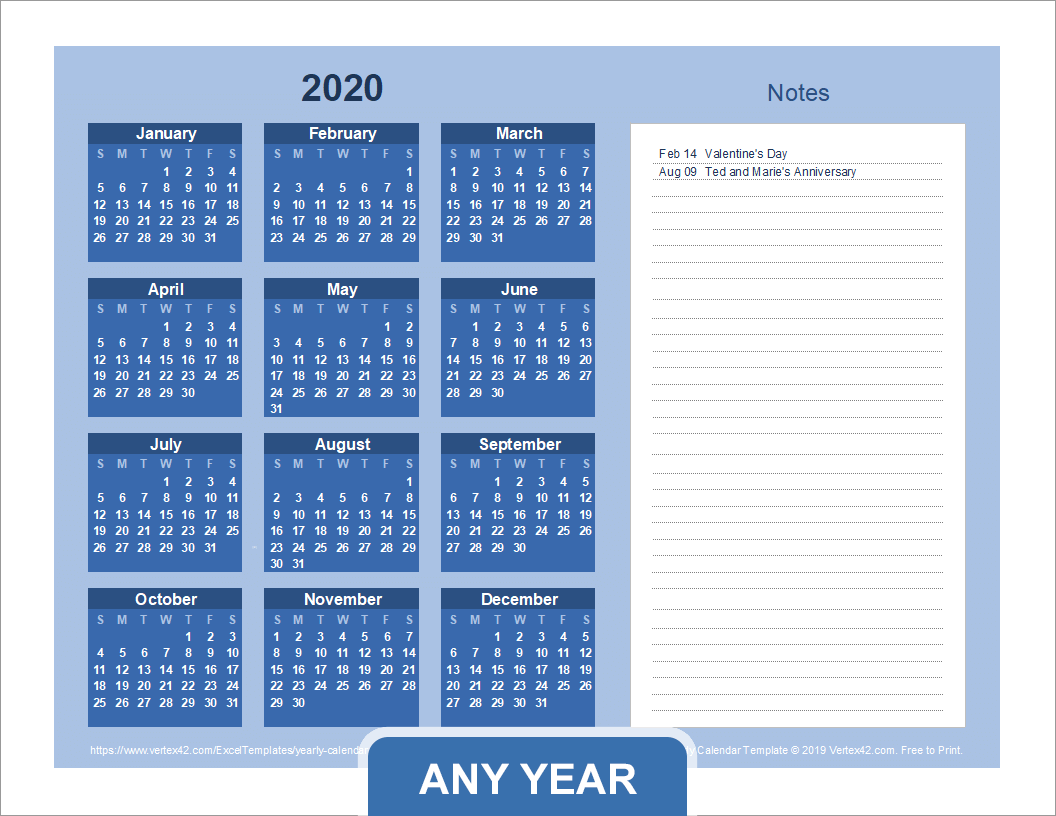Printable Calendars With Notes