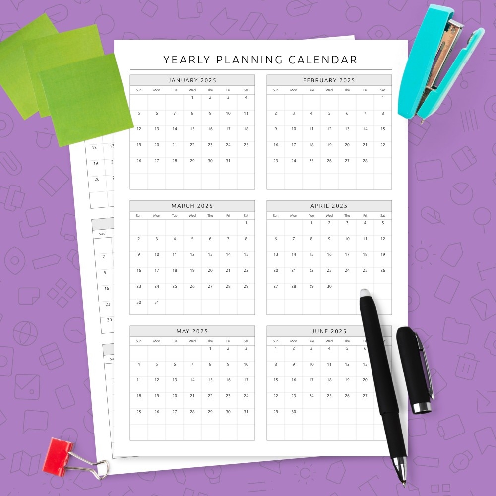 Yearly Planning Calendar Template Template Printable PDF